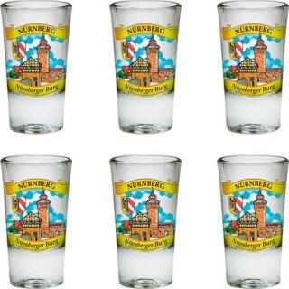 6 Set Schnaps Gläser Bunt Nürnberg Druck Kaiserburg Burg Schnaps Glas Franken