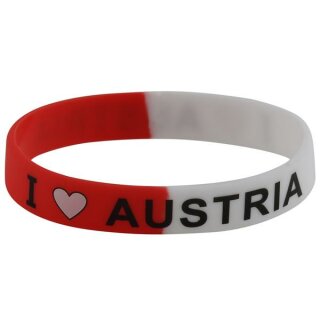 Armband Silikonarmband Silikon Band - Rot Weiß - Aufdruck -  I Love Austria