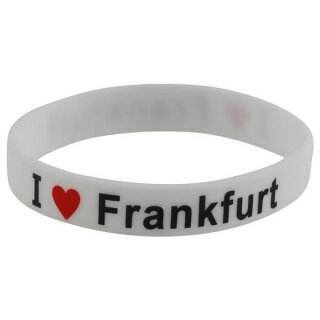 Armband Silikonarmband Silikon Band - Weiß Rot - Aufdruck -  I Love Frankfurt