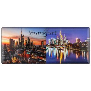 Langes Epoxy Foto Magnet Deluxe Frankfurt am Main Fotomagnet 2 in 1 bei Nacht