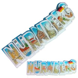 Nürnberg Schriftzug Handbemalt Altstadt Hauptmarkt Burg Pegnitz Souvenir Magnet
