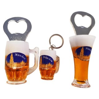 3 er Set Bierkrug Bieröffner Öffner Flaschenöffner Weizen Schlüsselanhänger Krug -  München M3