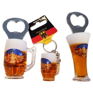 3 er Set Bierkrug Bieröffner Öffner Flaschenöffner Weizen Schlüsselanhänger Krug -  Frankfurt F1