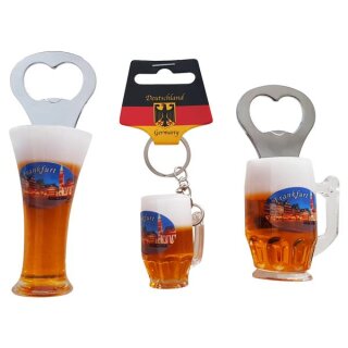 3 er Set Bierkrug Bieröffner Öffner Flaschenöffner Weizen Schlüsselanhänger Krug -  Frankfurt F6