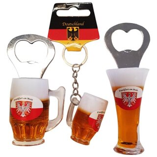 3 er Set Bierkrug Bieröffner Öffner Flaschenöffner Weizen Schlüsselanhänger Krug -  Frankfurt F7