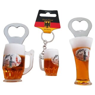 3 er Set Bierkrug Bieröffner Öffner Flaschenöffner Weizen Schlüsselanhänger Krug -  Frankfurt F8