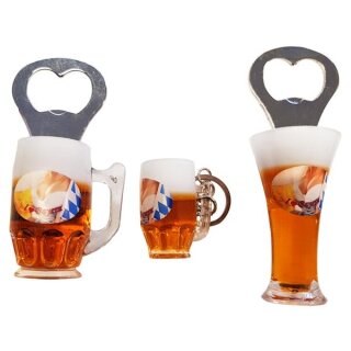 3 er Set Bierkrug Bieröffner Öffner Flaschenöffner Weizen Schlüsselanhänger Krug -  I Love Bayern B1