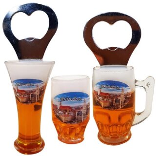 3 er Set Bierkrug Bieröffner Öffner Flaschenöffner Weizen Schlüsselanhänger Krug -  München Marienplatz