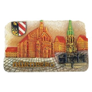 Nürnberg Magnet Frauenkirche und Schöner Brunnen am Hauptmarkt