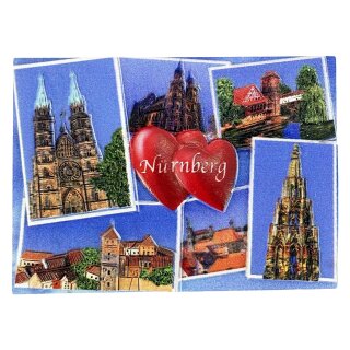 Nürnberg Magnet Sehenswürdigkeiten Collage mit Frauenkirche, Kaiserburg