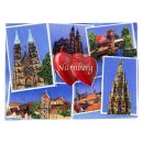 Nürnberg Magnet Sehenswürdigkeiten Collage mit Frauenkirche, Kaiserburg