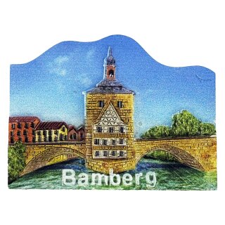 Magnet Bamberg Altes Rathaus auf der Regnitz mit Brücke