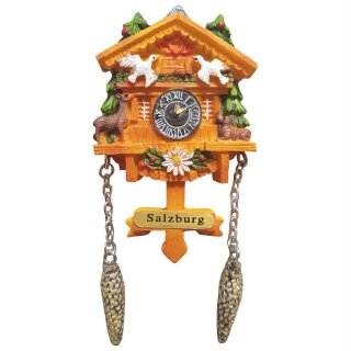 Kuckucksuhr Magnet Polyresin Kühlschrank Handmade Berge Deko - Österreich Salzburg