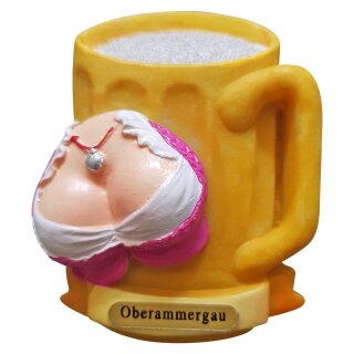 Kühlschrank Magnet Bierkrug Maß Bier Dirndl Busen Deutschland - Oberammergau B1