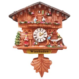 Kühlschrankmagnet Alpen Kuckucksuhr Magnet  Urlaubserinnerung Mitbringsel Deko - Wiesbaden