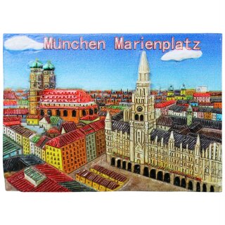 München Marienplatz Polyresin Magnet Kühlschrankmagnet Deko