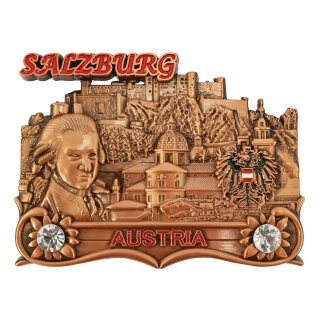 Premium Metall Magnet Massiv - Salzburg Mozarzt Bronze