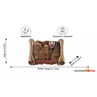 Magnet Metall Massiv Buch Rothenburg ob der Tauber - Bronze