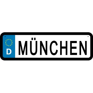 Blechschild Metall Klein - München KFZ 26 x 7 cm