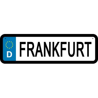 Blechschild Metall Klein - Frankfurt KFZ 26 x 7 cm
