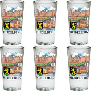 6 er Pack Schnaps Glas Heidelberg Germany Bunt 25ml