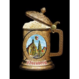 Bierkrug Nürnberg Magnet Deckel bewegt sicht