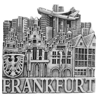 Frankfurt am Main Magnet Polyresin Grau Flugzeug Airport Geschenk Reise Deko