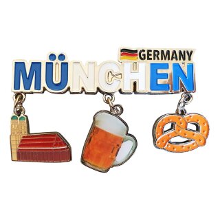 München Metallmagnet Anhängern Bierkrug Brezel Wahrzeichen