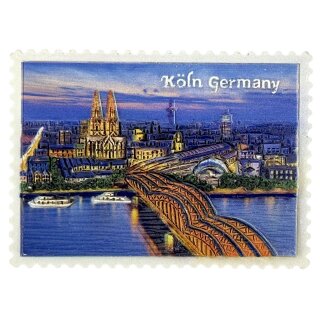Köln Briefmarken-MagnetPanorama Dom und Hohenzollernbrücke