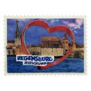 Briefmarken-Magnet mit Regensburg Panorama Herzmotiv und Donau