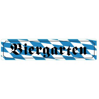 Blechschild Metall Klein - Biergarten mir blauen Rauten