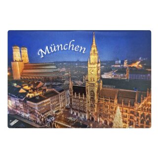 Fotomagnet Kühlschrankmagnet Foto Magnet Glitzer Folie - München bei Nacht