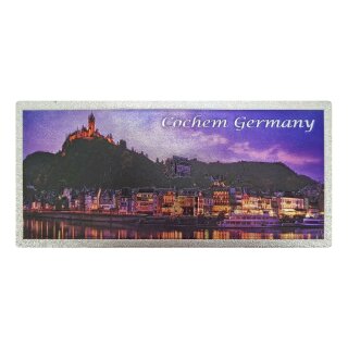 Folien Glitzer Magnet mit Schriftzug Silber Lang Abends - Cochem Germany