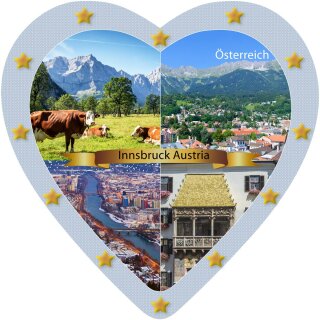 Großes Folien Fotomagnet Kühlschrankmagnet Foto Magnet Glitzer Herz - Innsbruck Austria