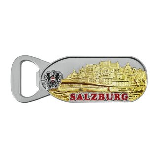 Flaschenöffner Massiv Metall -  Salzburg Silber Gold Effekt