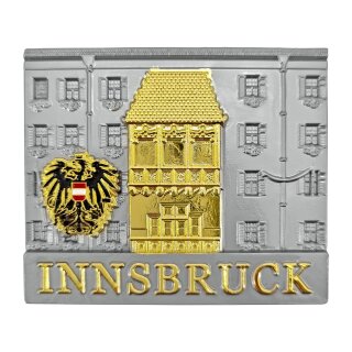 Premium Metall Magnet Massiv - Innsbruck Goldenes Dachl Gold Effekt