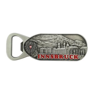 Magnet Metall Innsbruck Austria Flaschenöffner Silber Optik