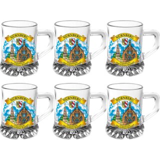 6 Set Schnaps Gläser Henkelglas Nürnberg Germany Deutschland 30 ml Schnaps Glas