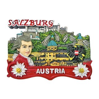 Kühlschrankmagnet Magnet Polyresin Salzburg Mozart Burg