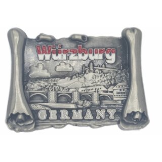 Metall Magnet Würzburg Schriftrolle Germany silber