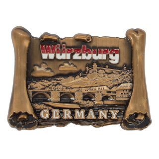 Metall Magnet Würzburg Schriftrolle Germany bronze