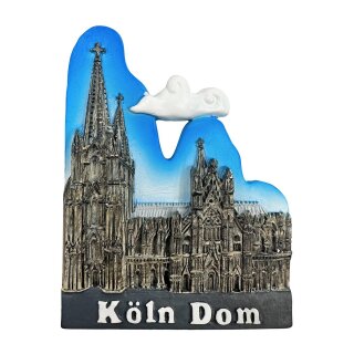 Kölner Dom Magnet Darstellung mit Himmelmotiv Blau