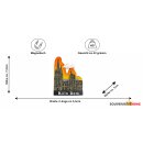 Kölner Dom Magnet Darstellung mit Himmelmotiv Orange