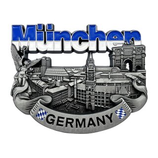 München Kühlschrankmagnet Metall 3D Skyline Bayern Souvenir - Silber