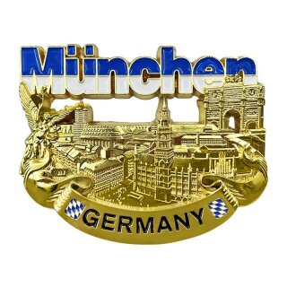 Kühlschrank Magnet Metall Gold Glänzend - München