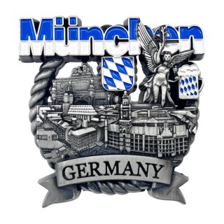 München Metallmagnet Friedensengel Bayern Wappen - Silber