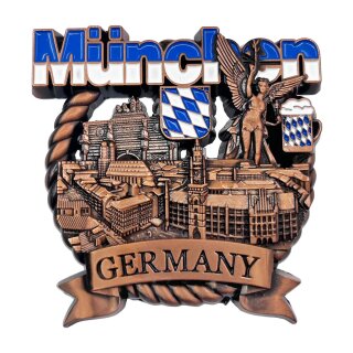 München Metallmagnet Friedensengel Bayern Wappen - Bronze