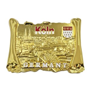 Premium Metall Magnet Massiv Köln Buch Gold glänzend