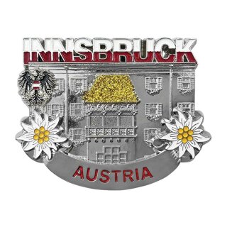Kühlschrank Magnet Metall Silber Glänzend Retro Look - Innsbruck Austria