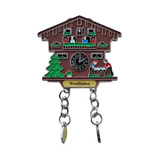 Kühlschrankmagnet Alpen Kuckucksuhr Magnet Reisemagnet Mitbringsel Metall - Wiesbaden